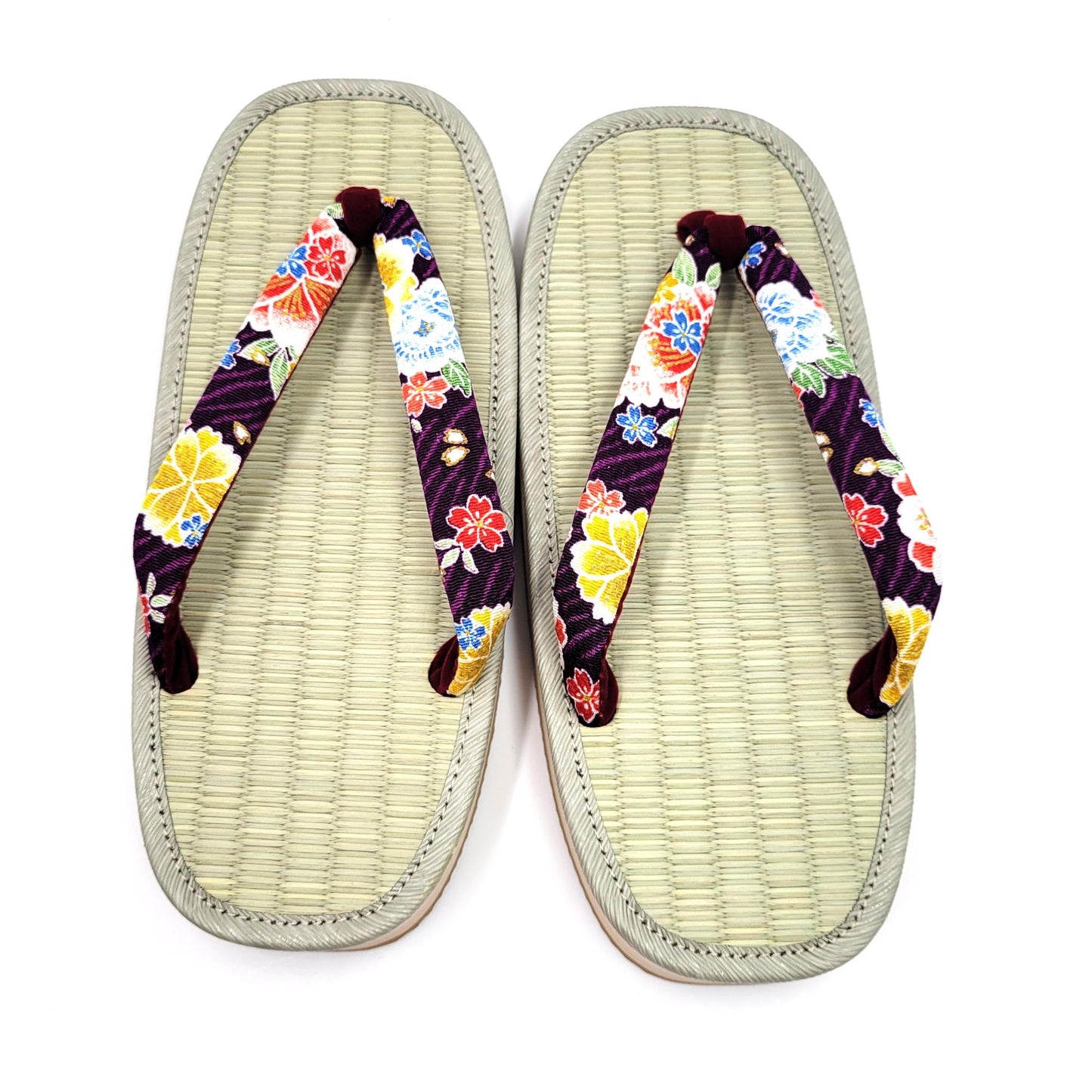 Zori japonaise – Semelle tatami et lanières en tissu obi