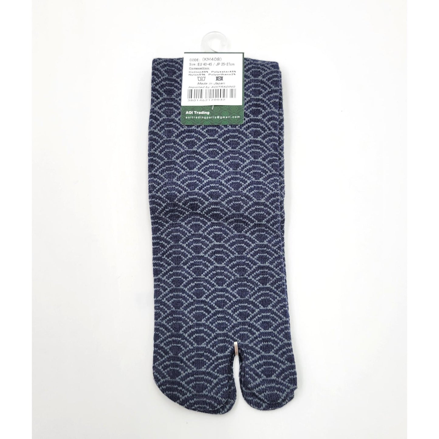 Chaussettes Japonaises Tabi en coton -Motif de Vagues EU 40-45