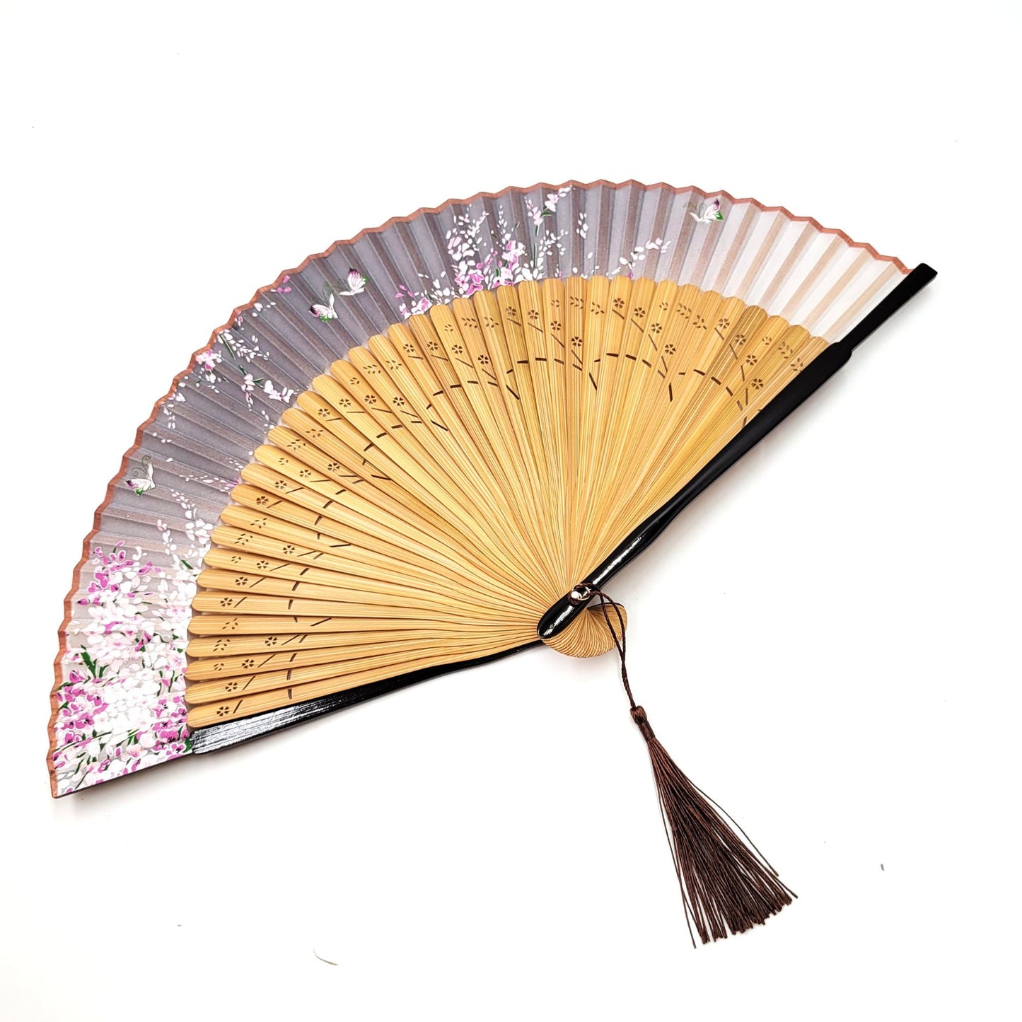 Éventail Luxe – Art Japonais Motif PAPILLON FLEUR