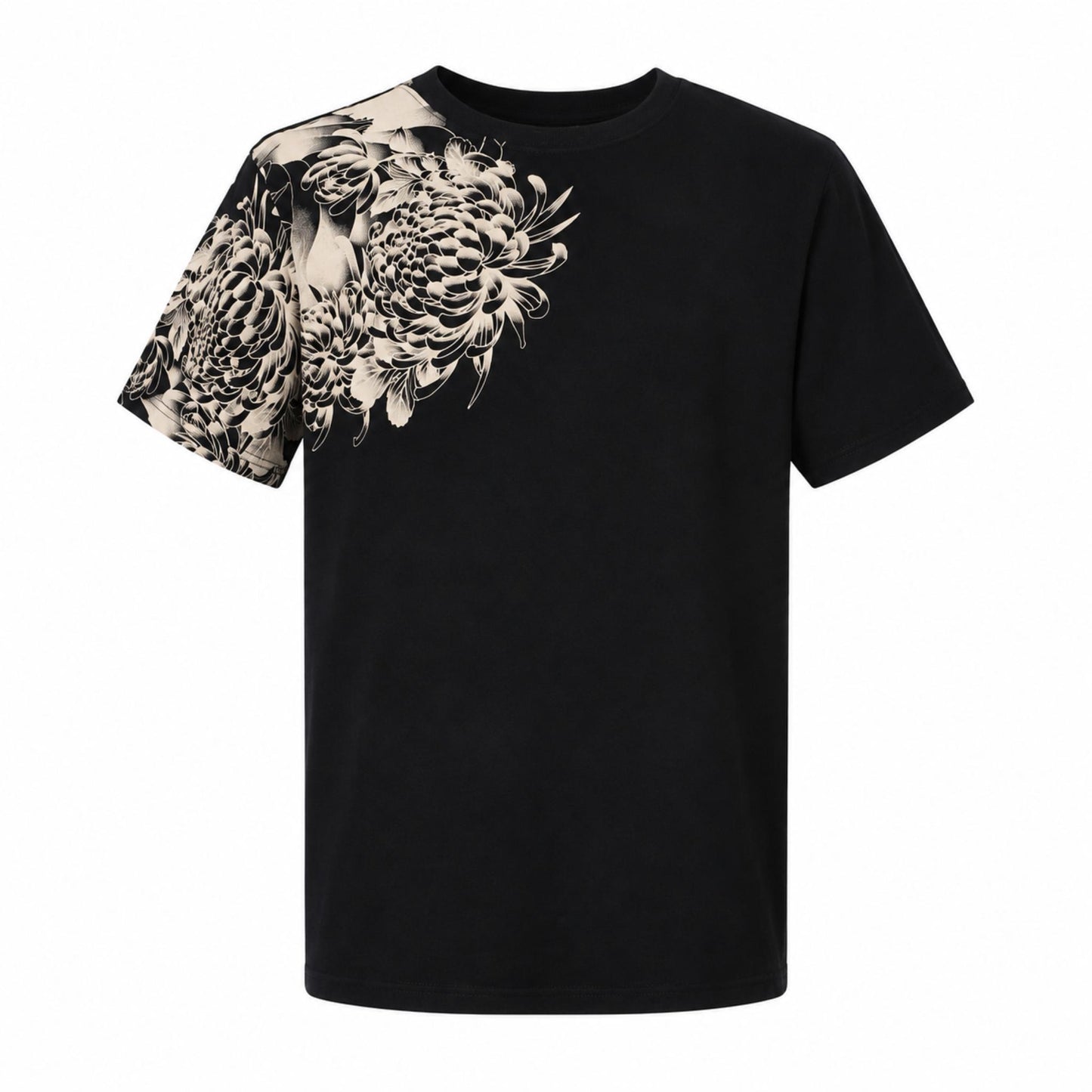 T-shirt à manches courtes - Carpe koï blanche - Noir