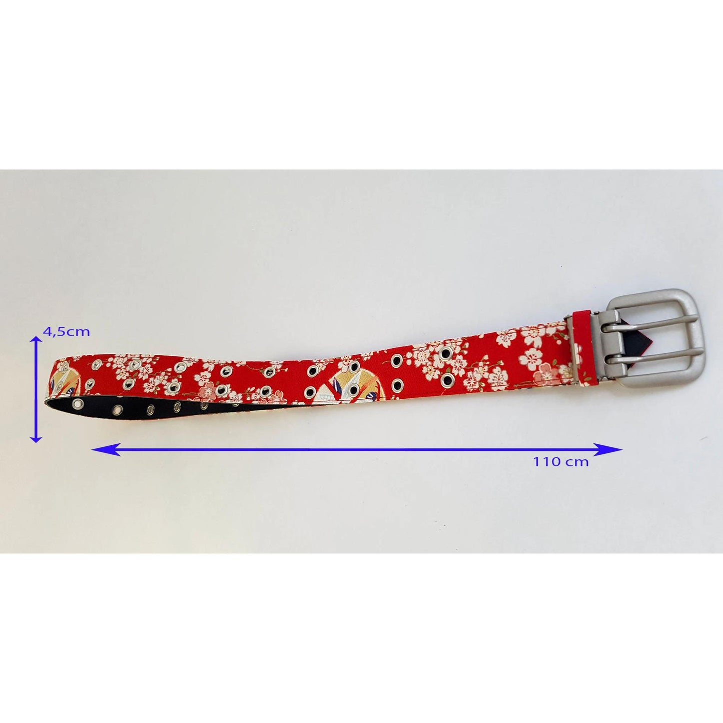 Ceinture japonaise imprimé Chirimen - Rouge