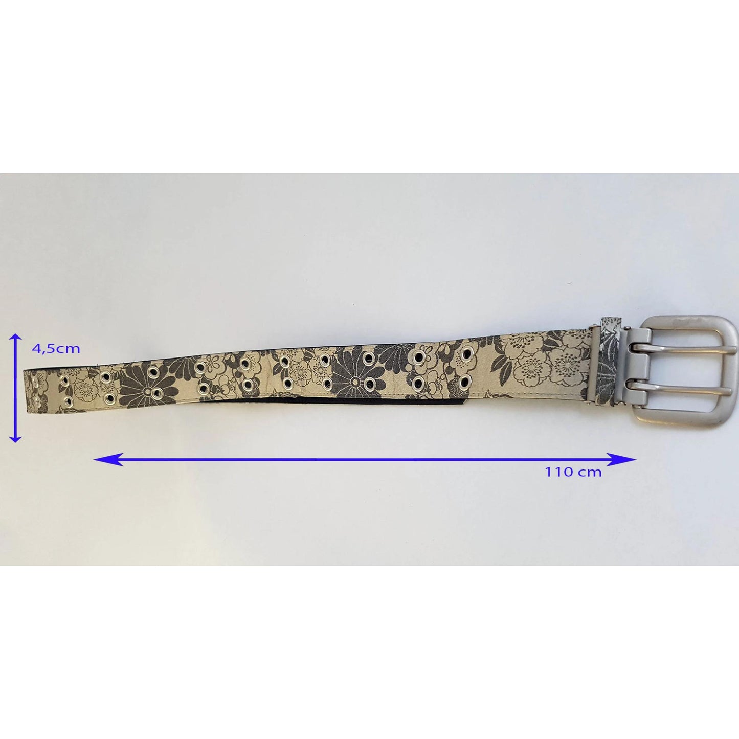 Ceinture japonaise imprimé Chirimen - Argent