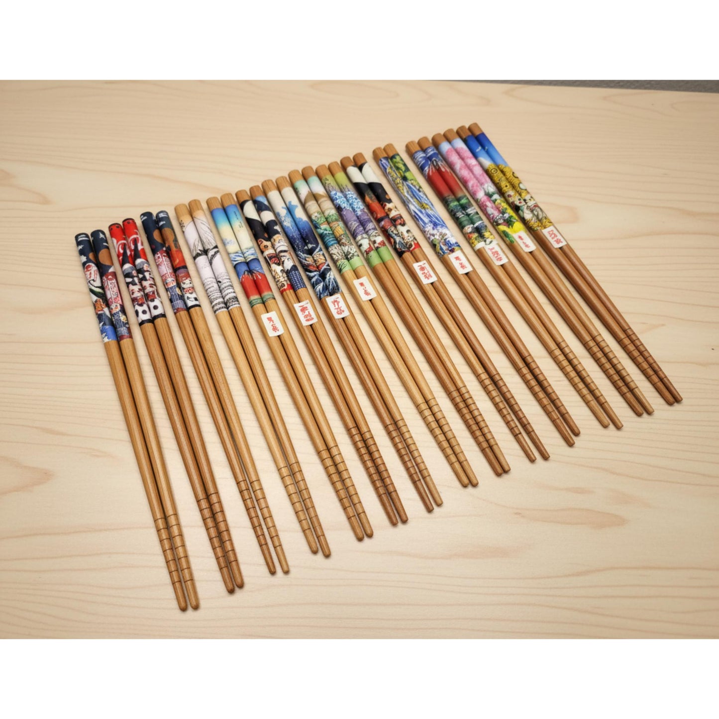 Lot de 5 Paires de Baguettes Bambou - 2 Designs
