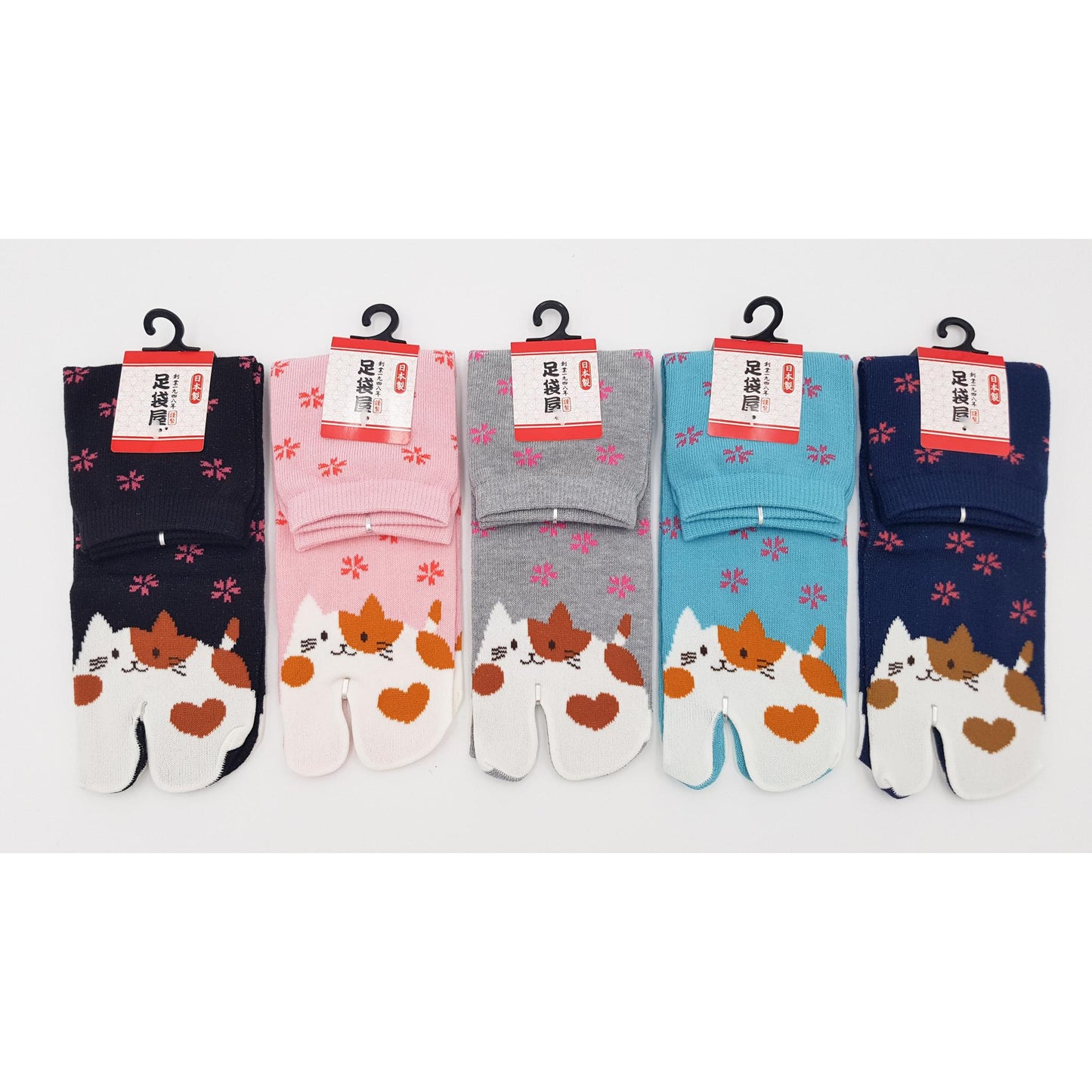 Chaussettes Japonaises Tabi en coton - Chat Kawaii