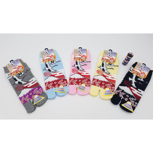 Chaussettes Japonaises Tabi en coton - Grue