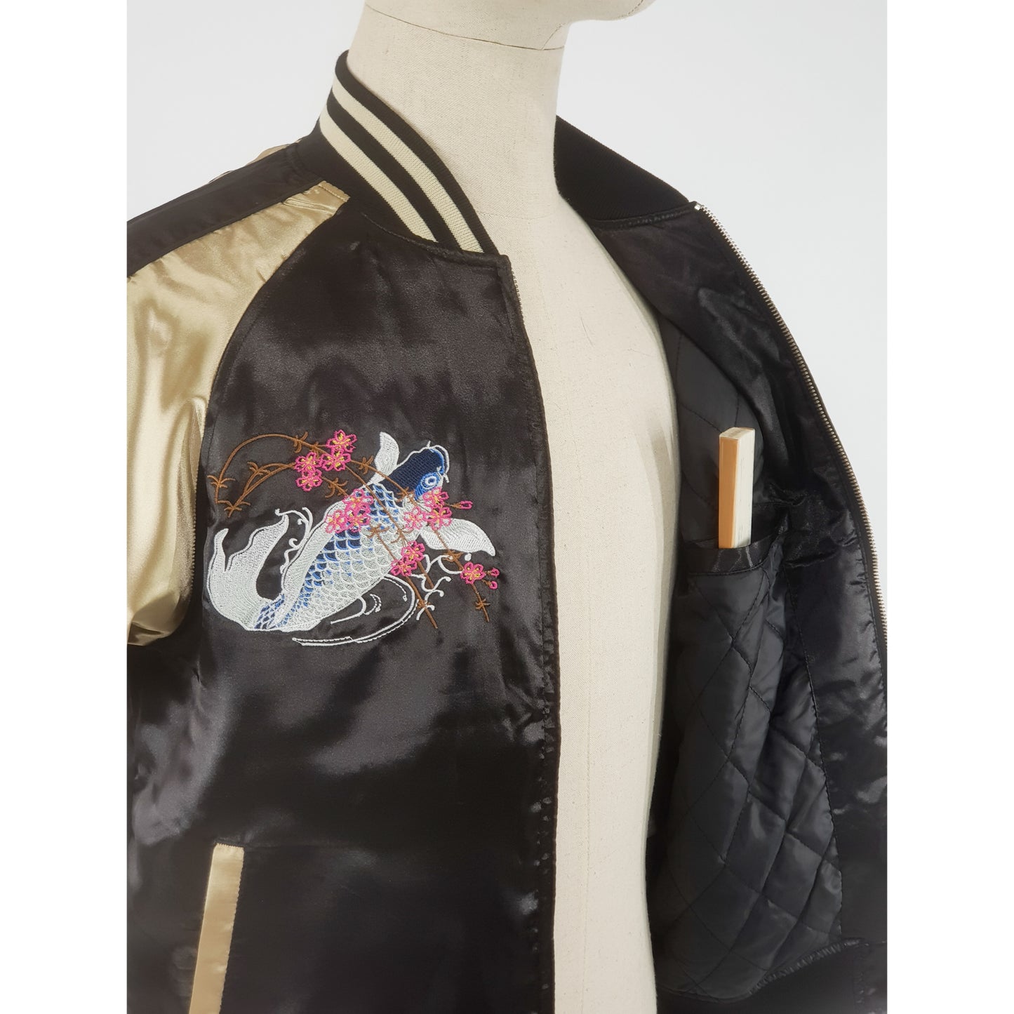 Sukajan Koi and Mount Fuji - Black