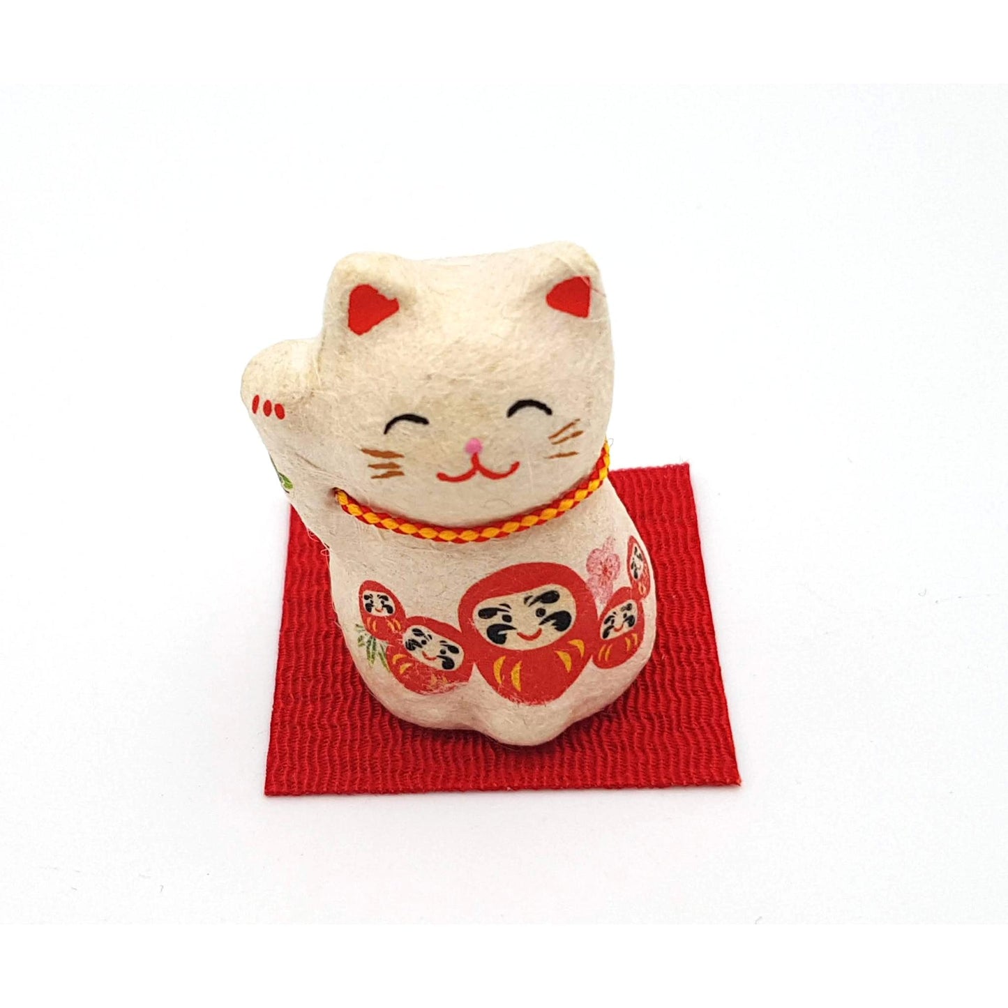 Maneki-neko doll figurine made of torn washi paper