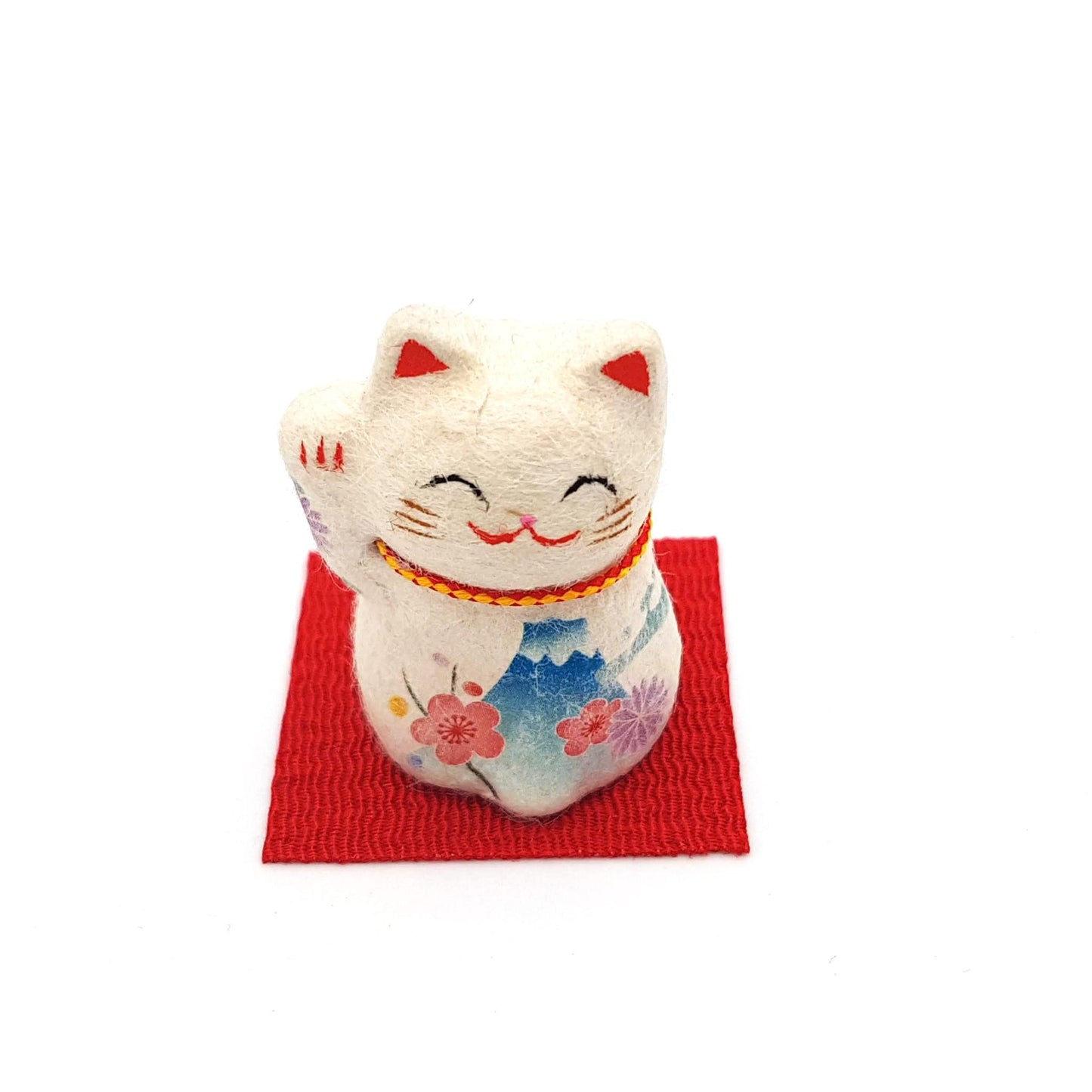 Maneki-neko doll figurine made of torn washi paper