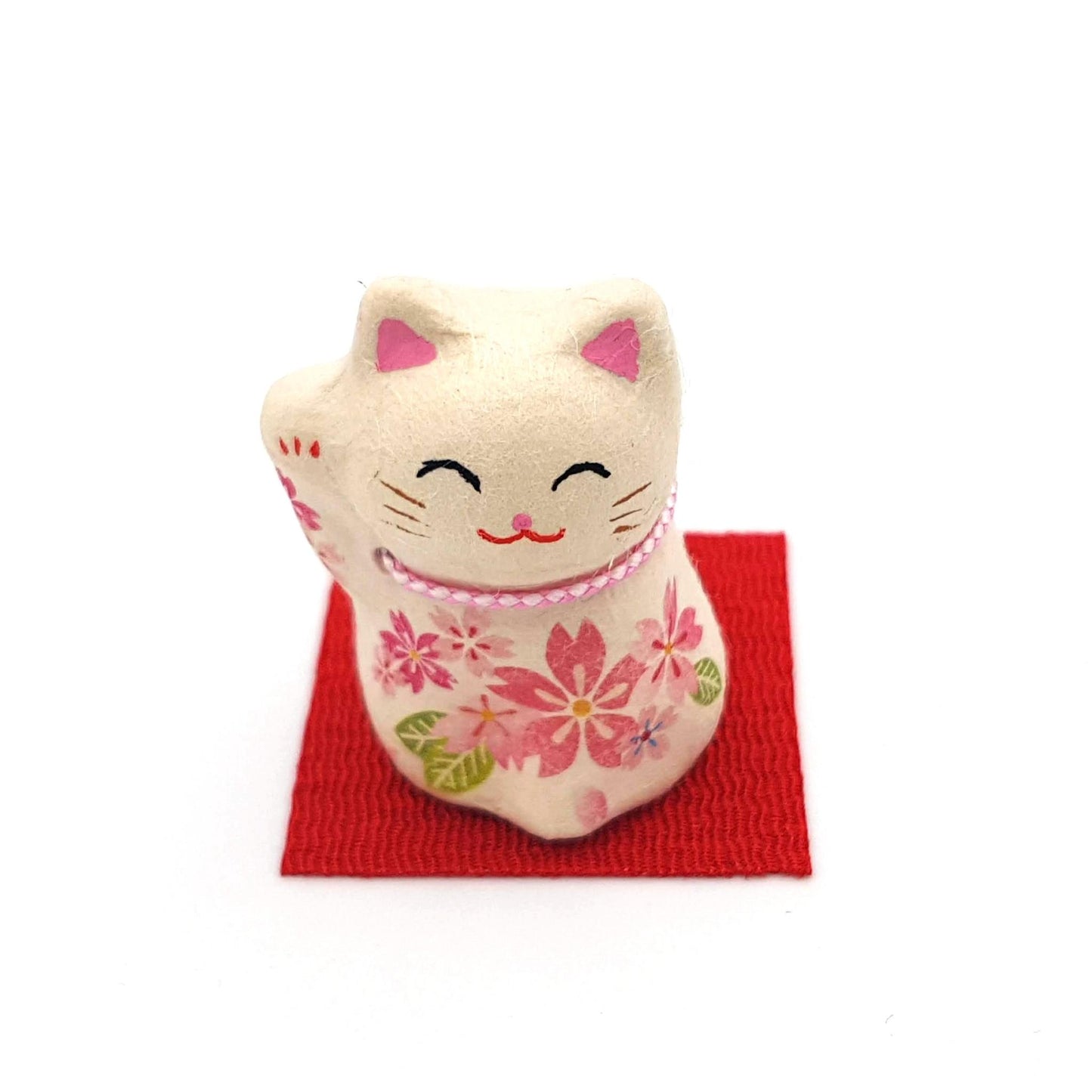 Maneki-neko doll figurine made of torn washi paper