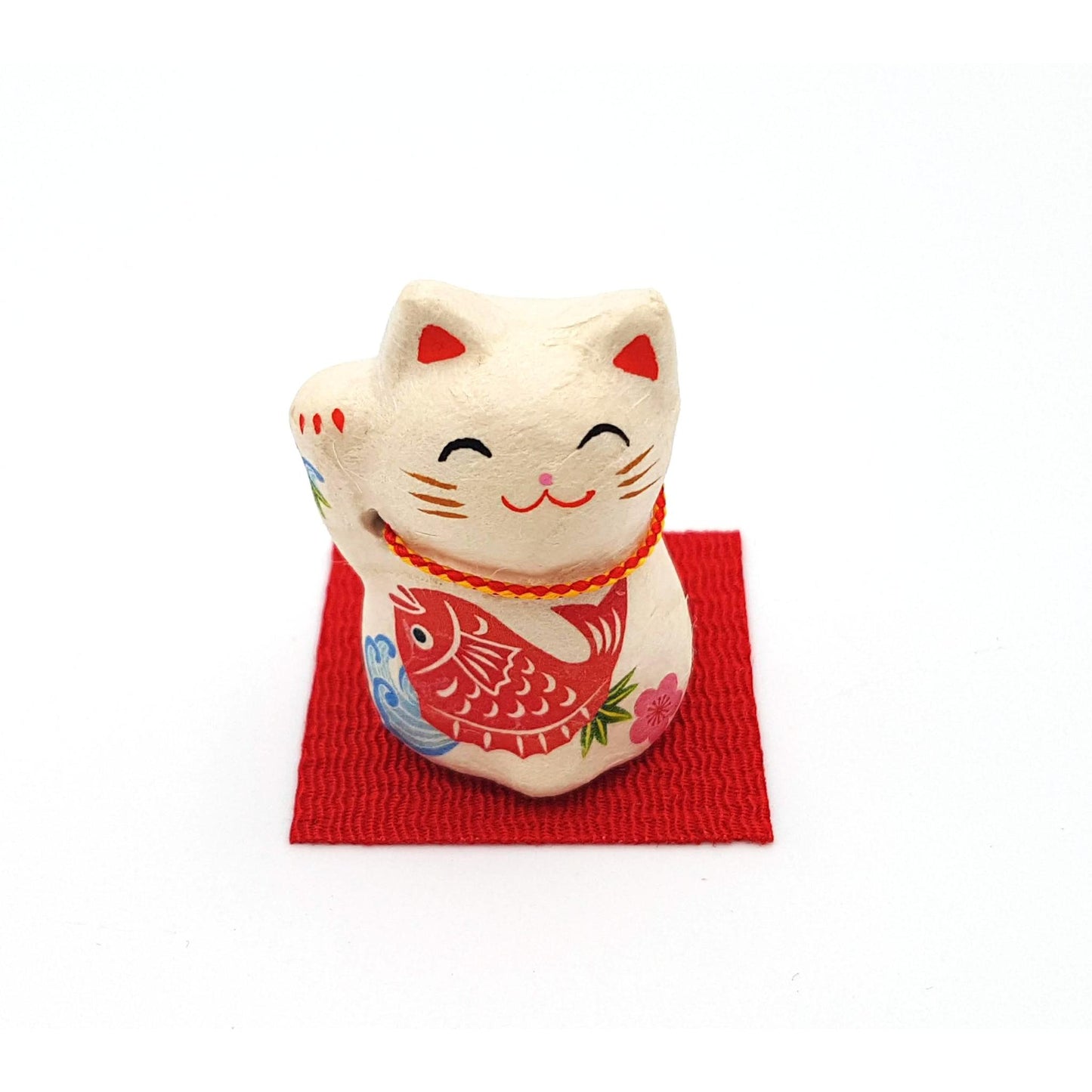 Maneki-neko doll figurine made of torn washi paper