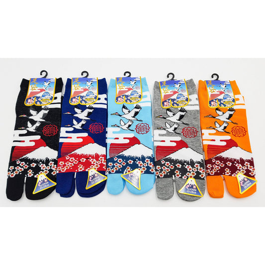 Chaussettes Japonaises Tabi en coton - Grue et Mont Fuji