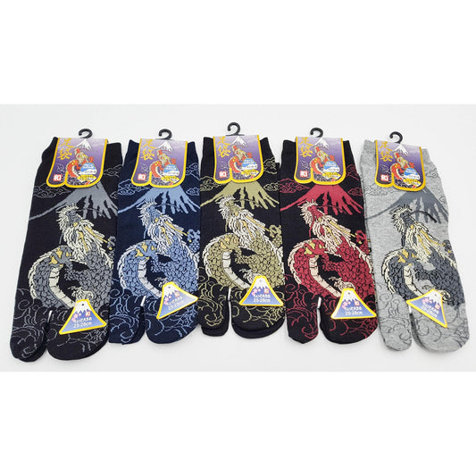 Chaussettes Japonaises Tabi en coton - Dragon et Mont Fuji