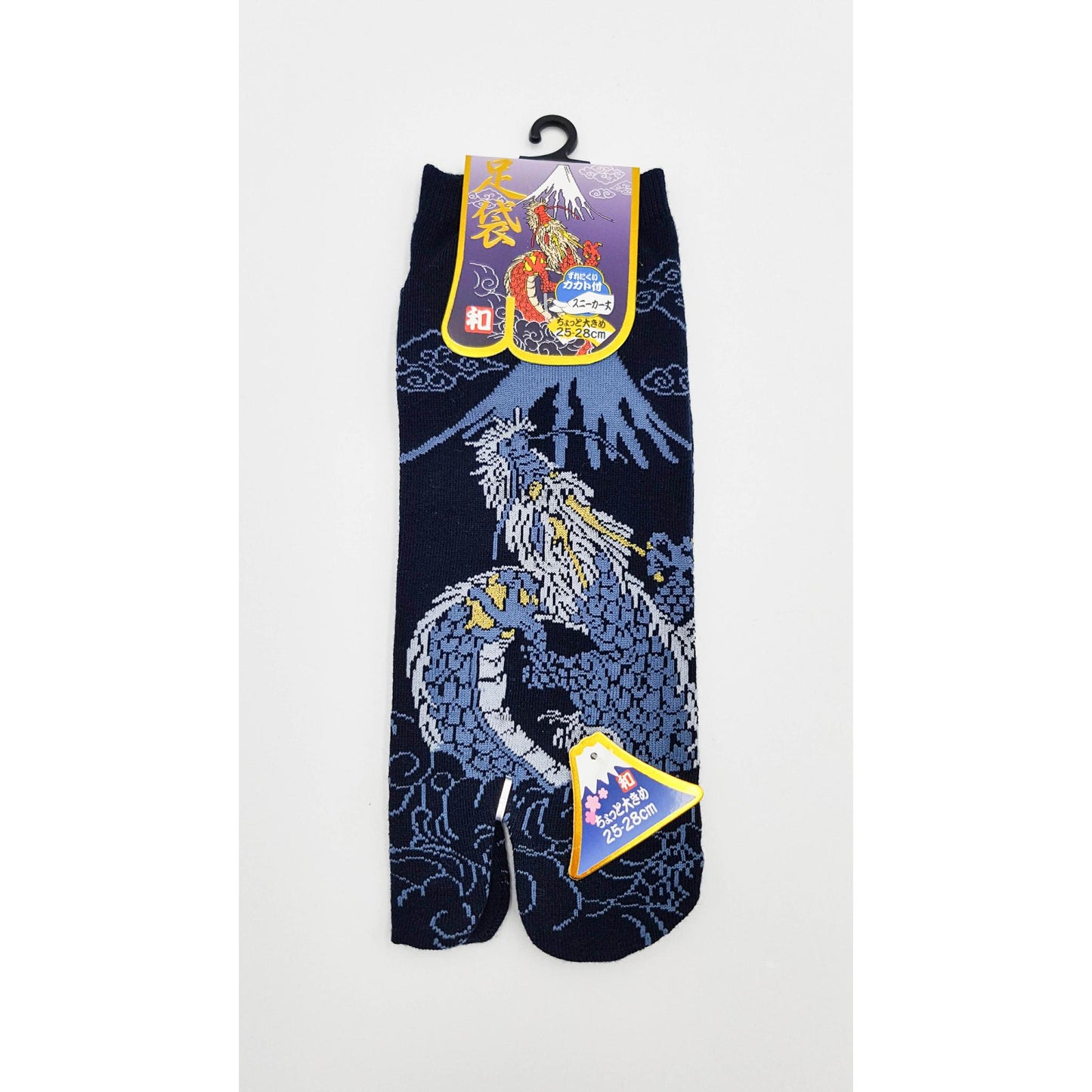 Chaussettes Japonaises Tabi en coton - Dragon et Mont Fuji Taille Large