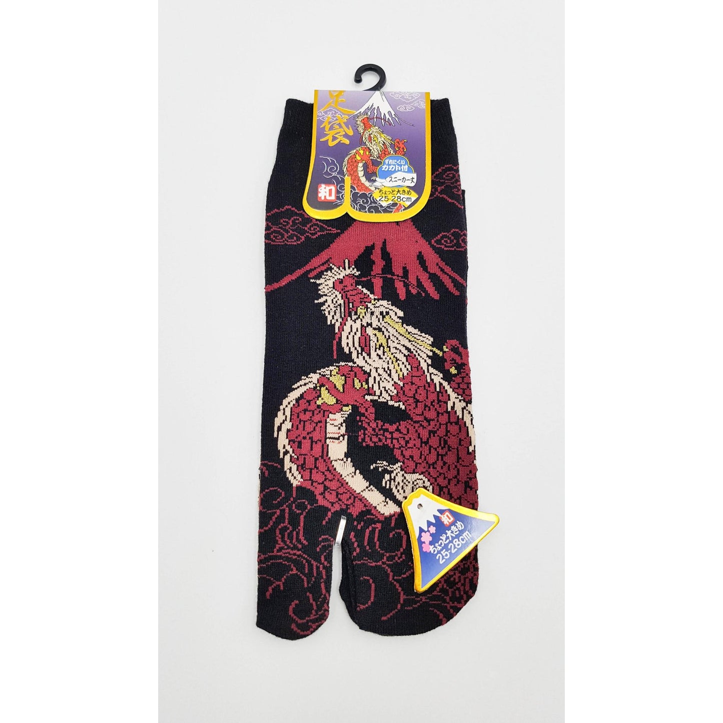 Chaussettes Japonaises Tabi en coton - Dragon et Mont Fuji Taille Large