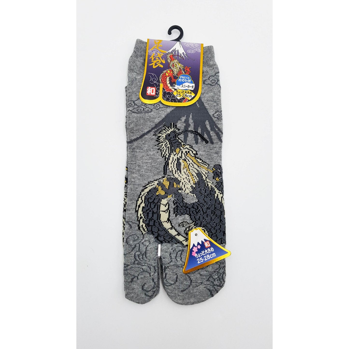 Chaussettes Japonaises Tabi en coton - Dragon et Mont Fuji Taille Large