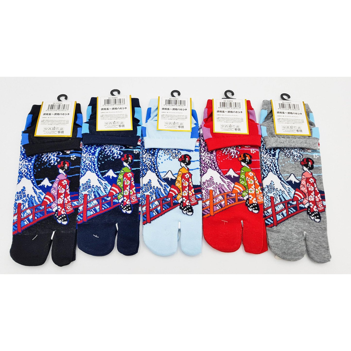 Chaussettes Japonaises Tabi en coton - Geisha et Vague Hokusai Taille Large