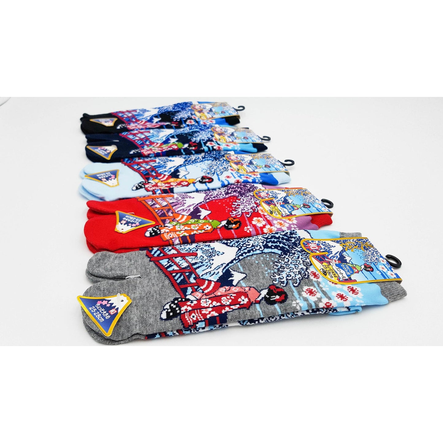 Chaussettes Japonaises Tabi en coton - Geisha et Vague Hokusai Taille Large