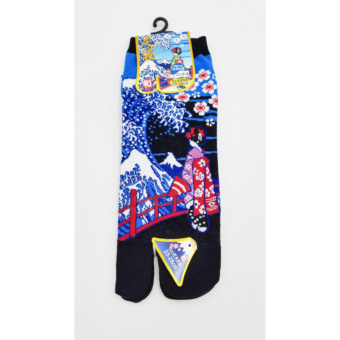 Chaussettes Japonaises Tabi en coton - Geisha et Vague Hokusai Taille Large