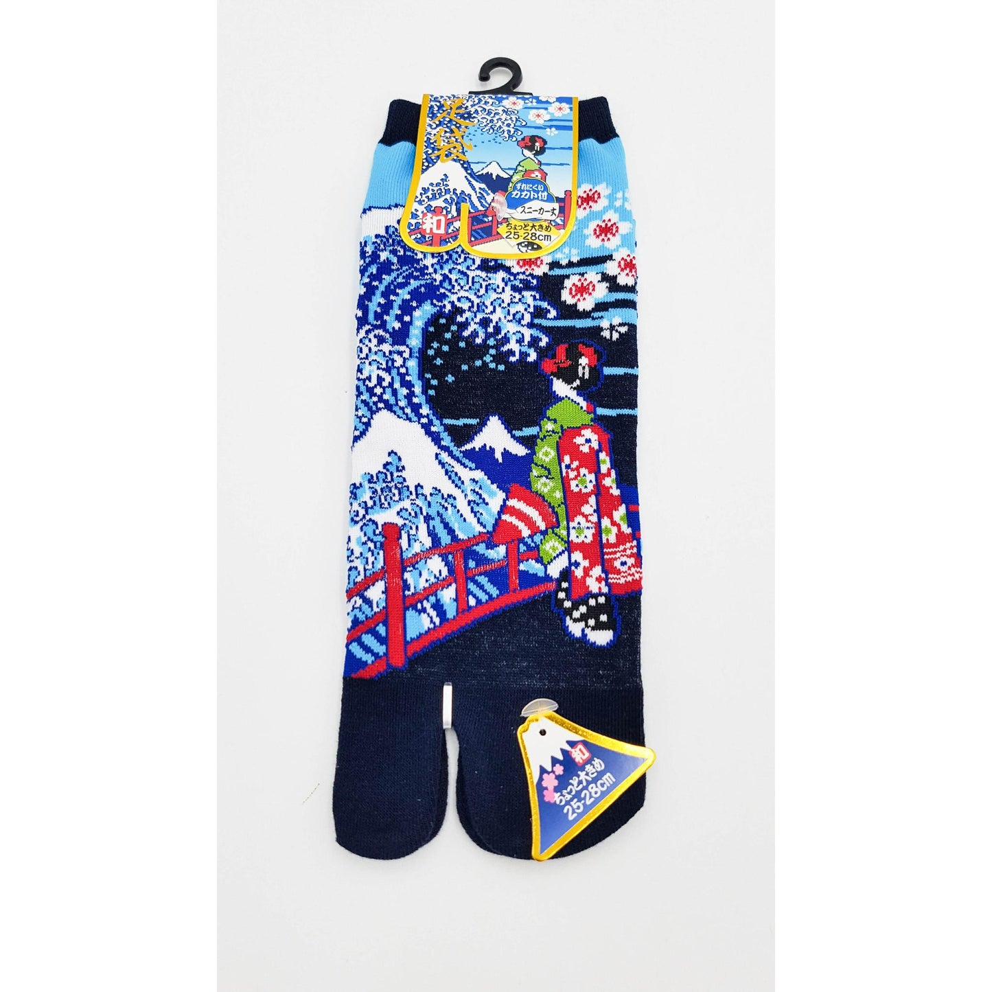 Chaussettes Japonaises Tabi en coton - Geisha et Vague Hokusai Taille Large