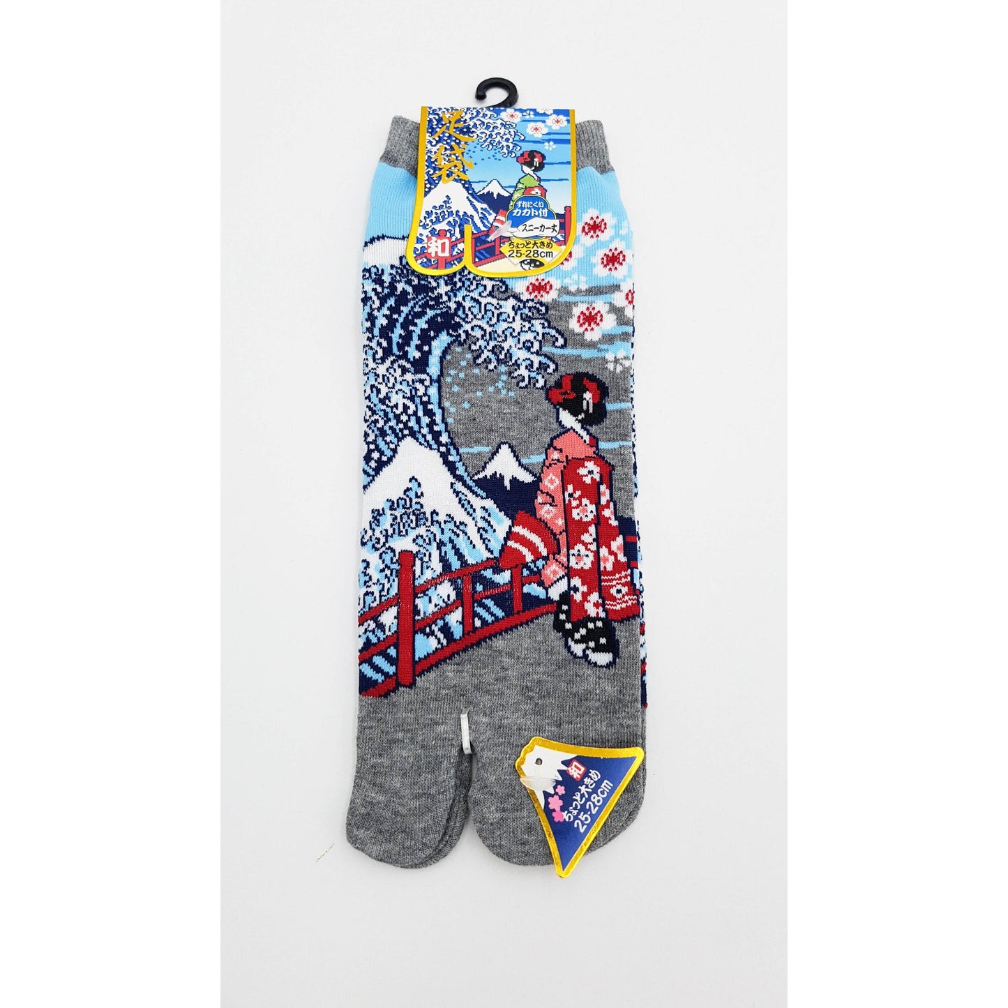 Chaussettes Japonaises Tabi en coton - Geisha et Vague Hokusai Taille Large