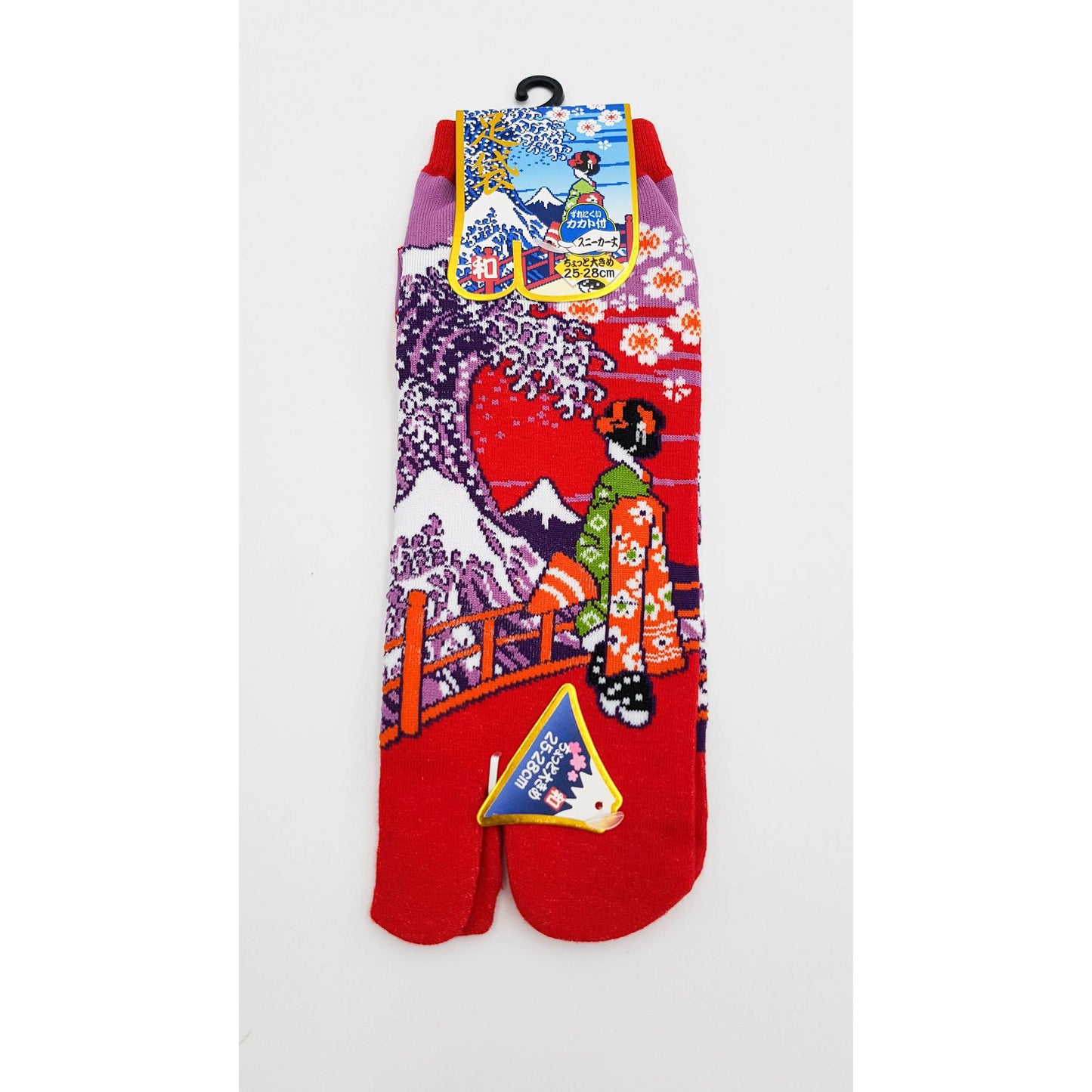 Chaussettes Japonaises Tabi en coton - Geisha et Vague Hokusai Taille Large