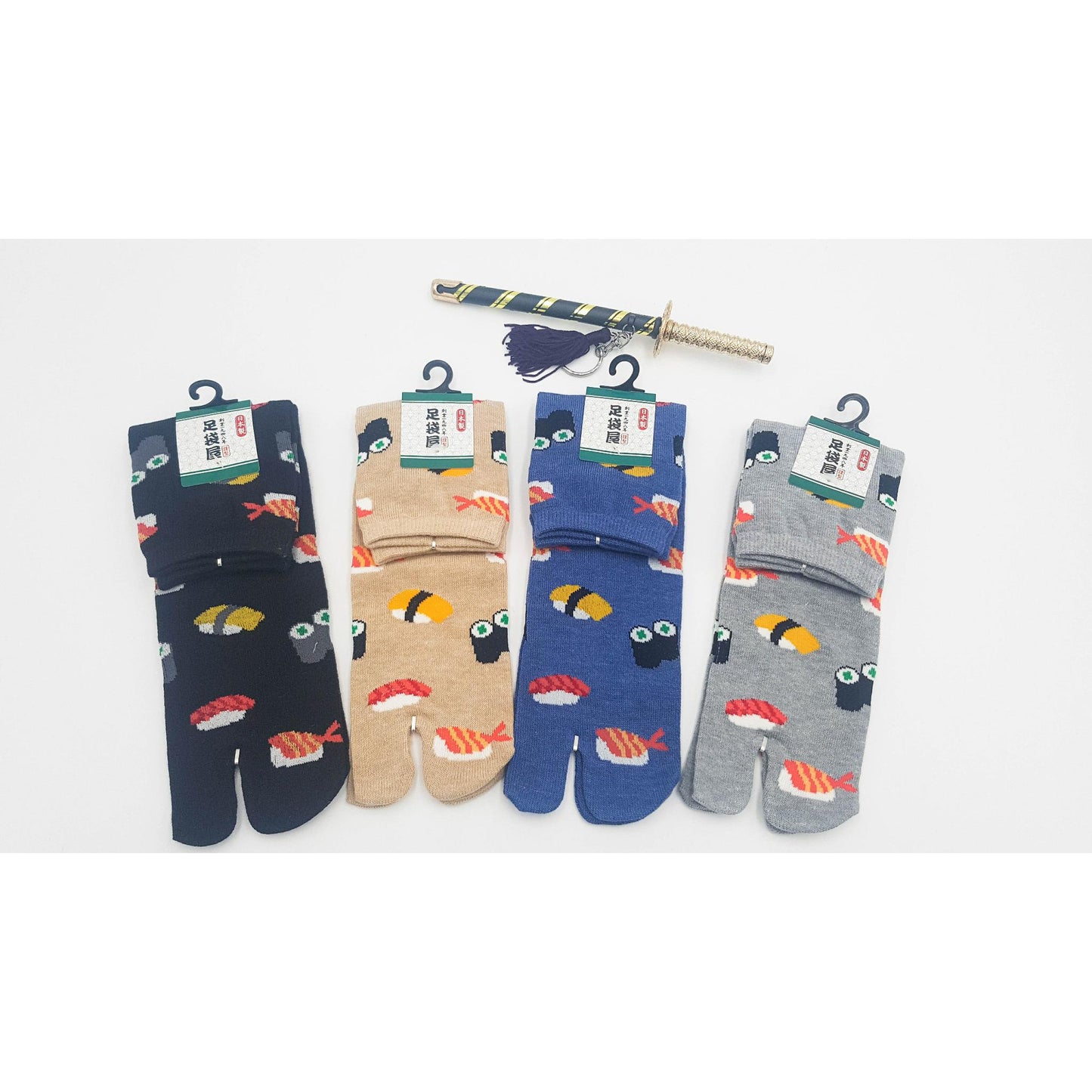 Chaussettes Japonaises Tabi en coton - Sushi et Maki Taille Large