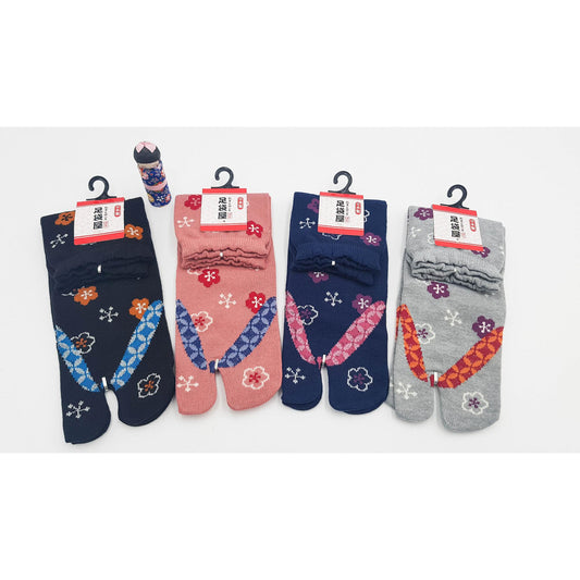 Chaussettes Japonaises Tabi en coton - Geta fleuri