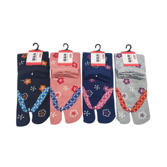 Chaussettes Japonaises Tabi en coton - Geta fleuri