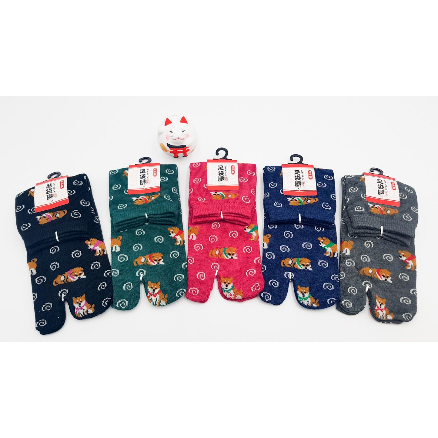 Chaussettes Japonaises Tabi en coton - Chien Inu et Spirale