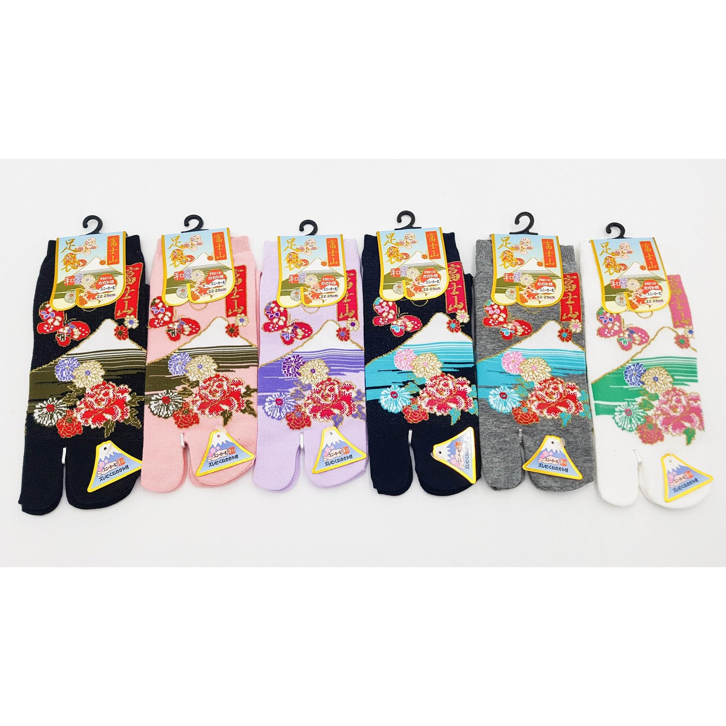 Chaussettes Japonaises Tabi en coton - Mont Fuji Fleuri