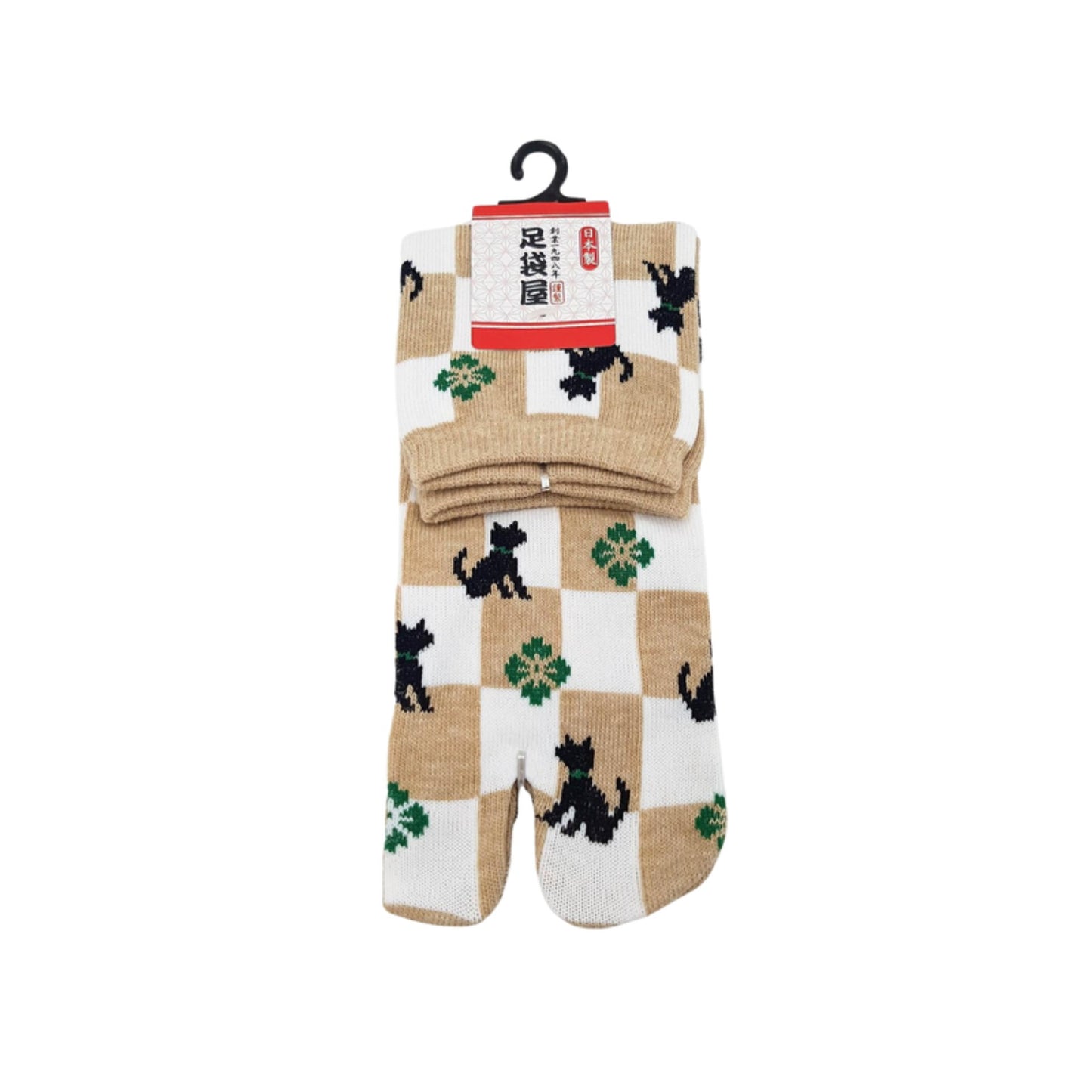 Chaussettes Japonaises Tabi en coton - Chat et Damier