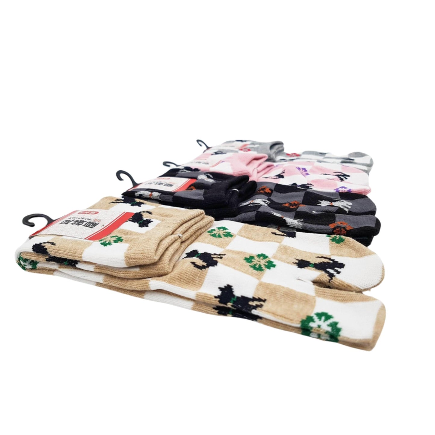 Chaussettes Japonaises Tabi en coton - Chat et Damier