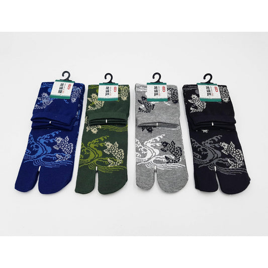 Chaussettes Japonaises Tabi en coton - Koi et Vague Tigre Taille Large