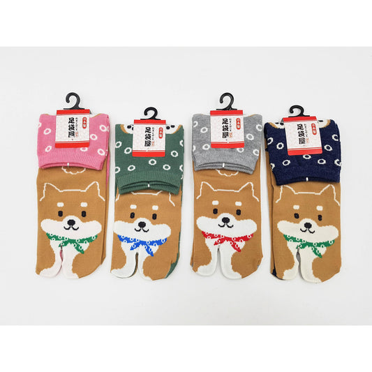 Japanese Tabi cotton socks - Shiba Inu dog design EU 34 to 40