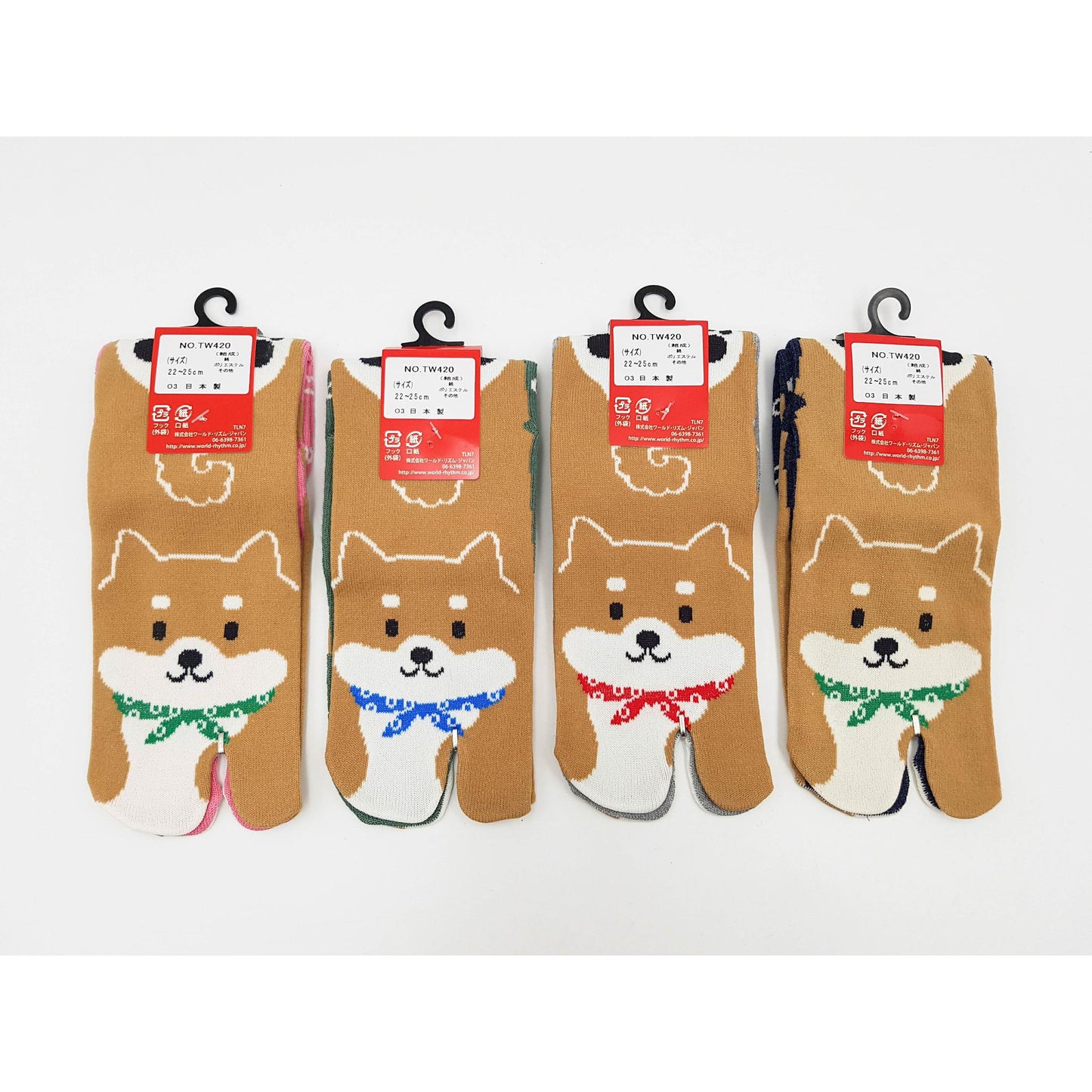 Japanese Tabi cotton socks - Shiba Inu dog design EU 34 to 40