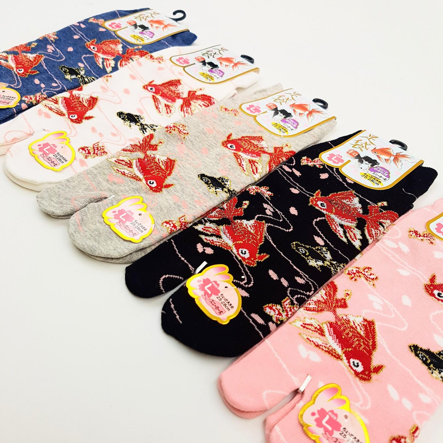 Chaussettes Japonaises Tabi en coton - Poisson Rouge - Taille Large