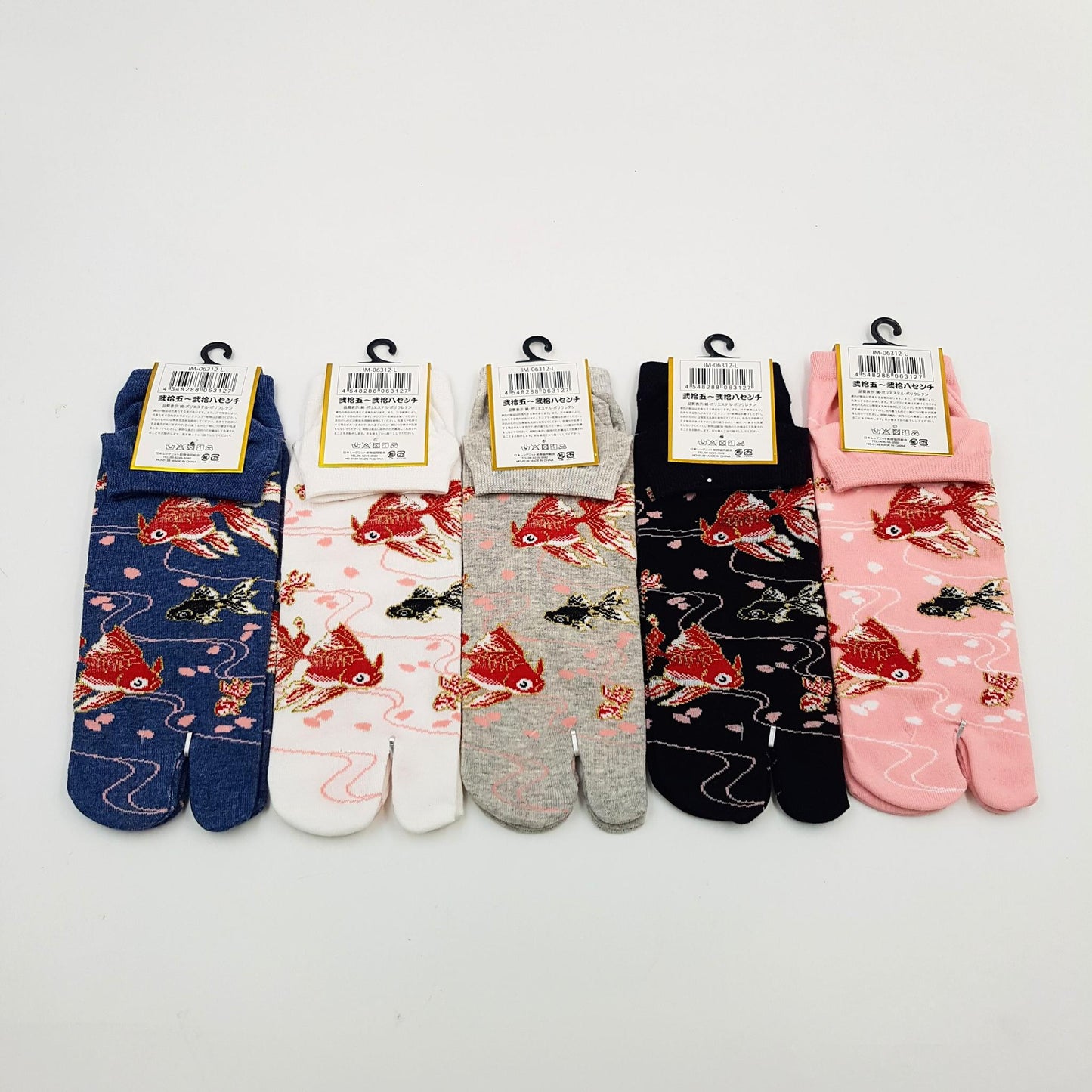 Chaussettes Japonaises Tabi en coton - Poisson Rouge - Taille Large