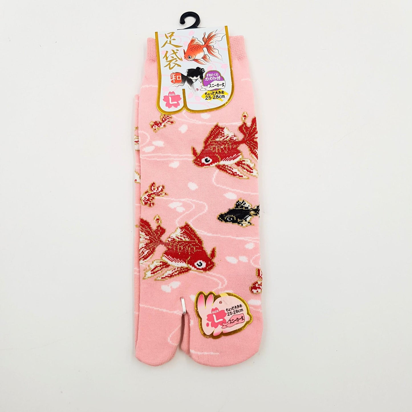 Chaussettes Japonaises Tabi en coton - Poisson Rouge - Taille Large