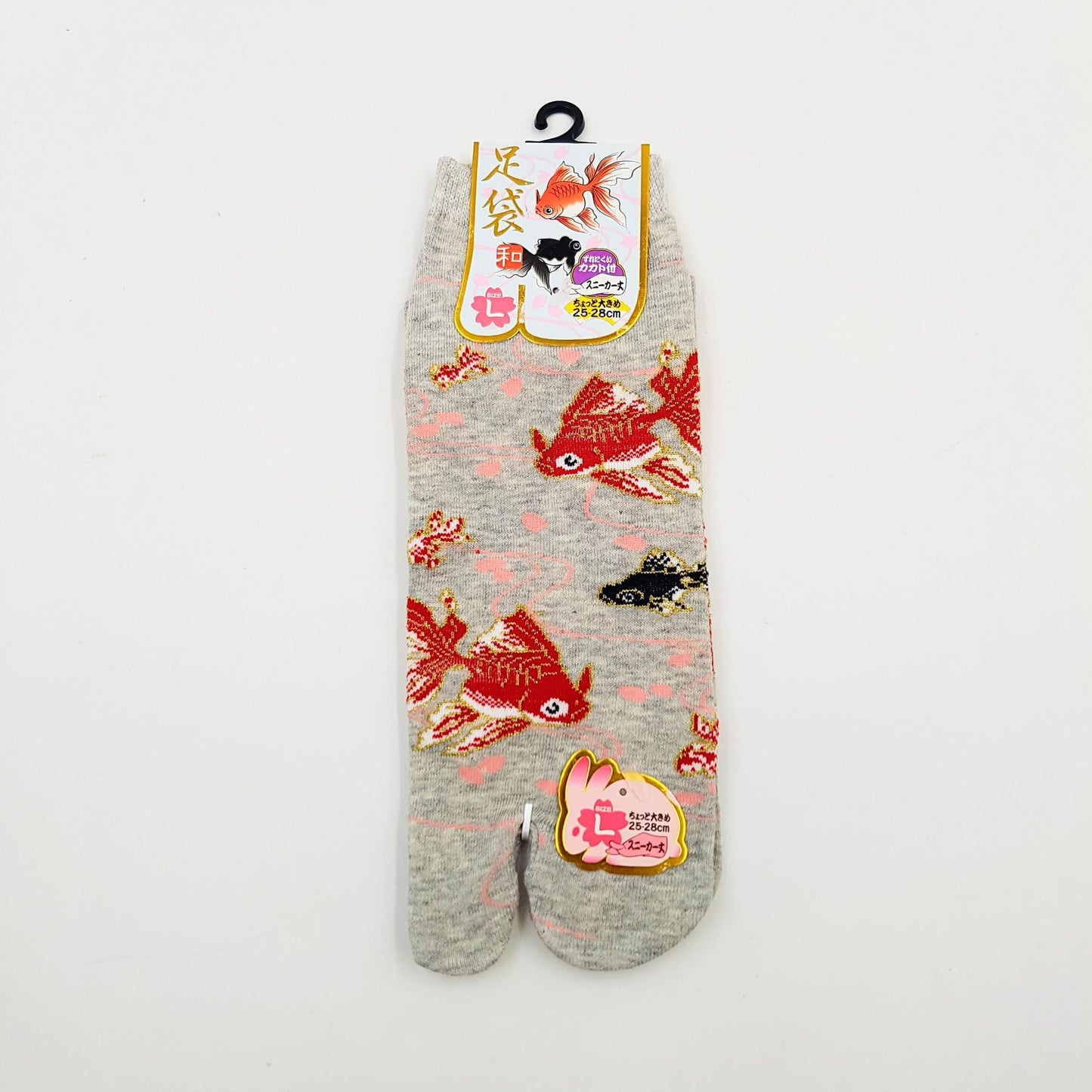 Chaussettes Japonaises Tabi en coton - Poisson Rouge - Taille Large