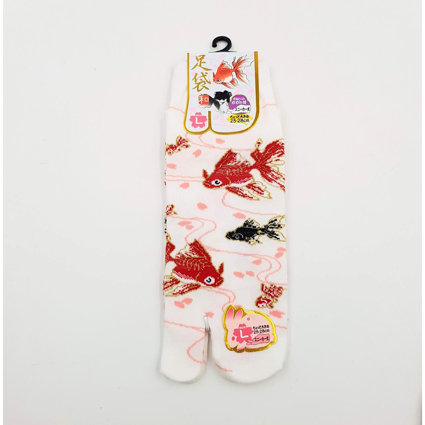 Chaussettes Japonaises Tabi en coton - Poisson Rouge - Taille Large