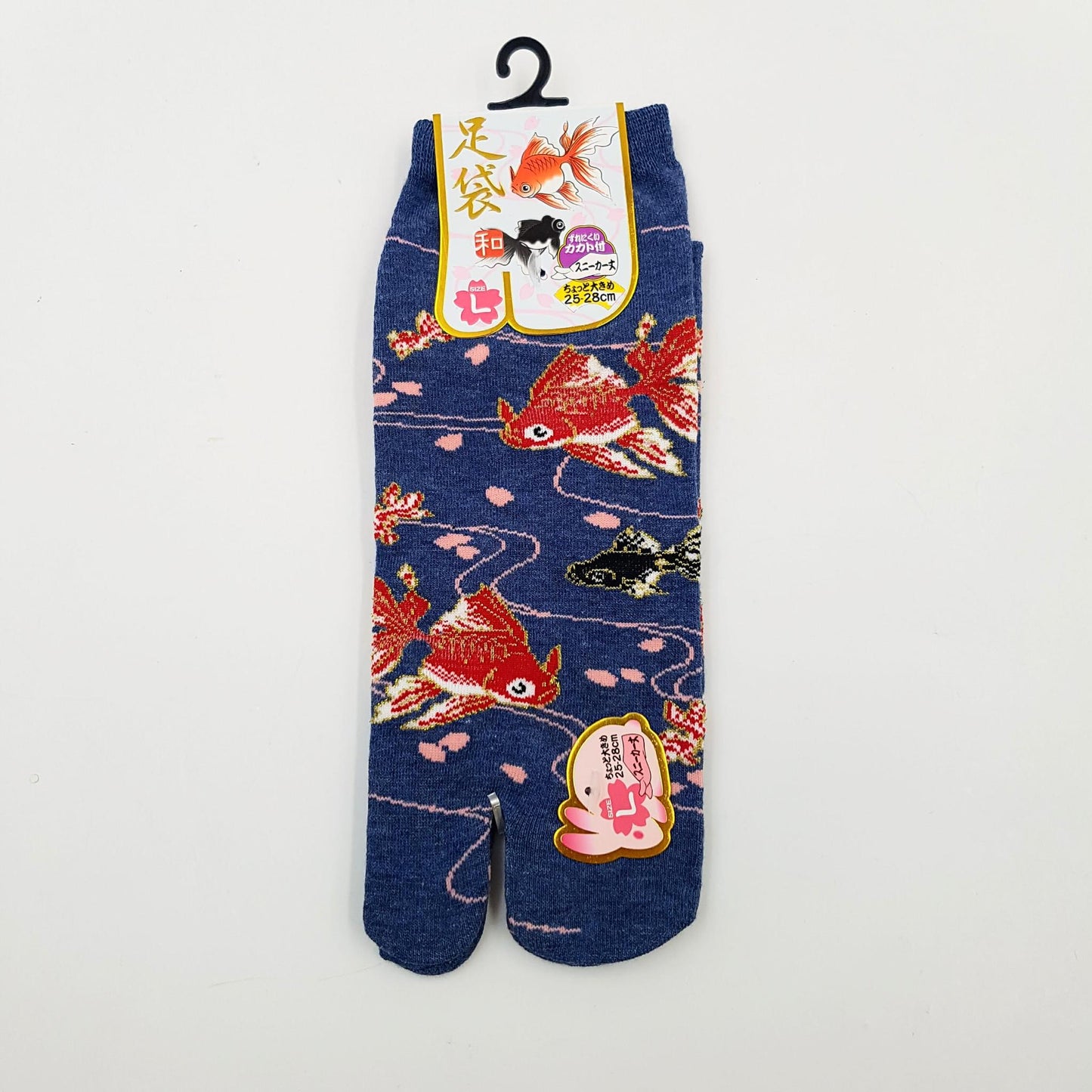 Chaussettes Japonaises Tabi en coton - Poisson Rouge - Taille Large