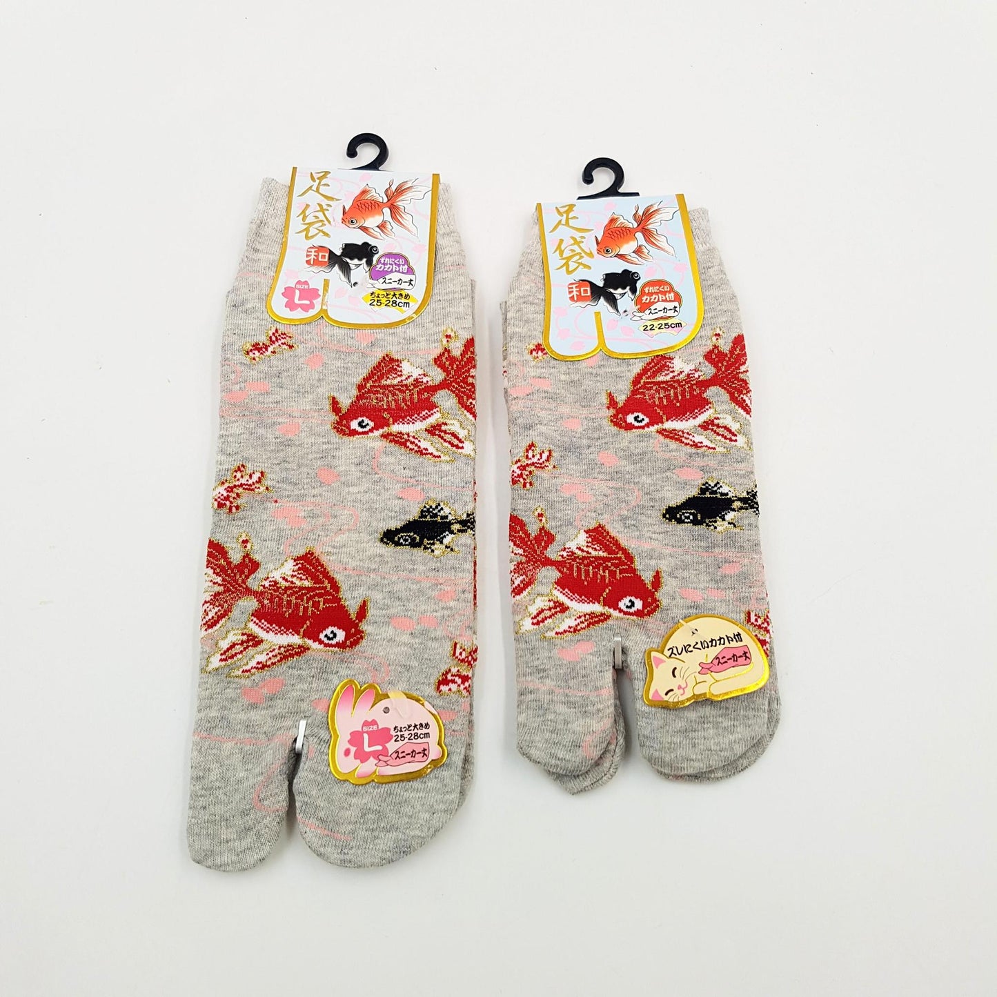 Chaussettes Japonaises Tabi en coton - Poisson Rouge - Taille Large