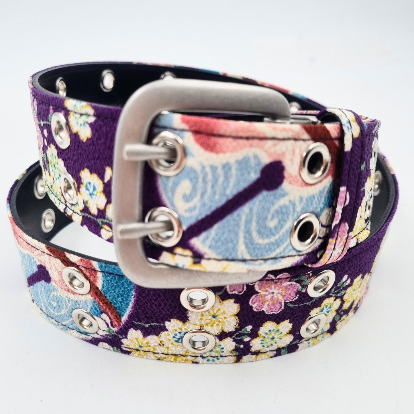 Ceinture japonaise imprimé Chirimen - Mauve