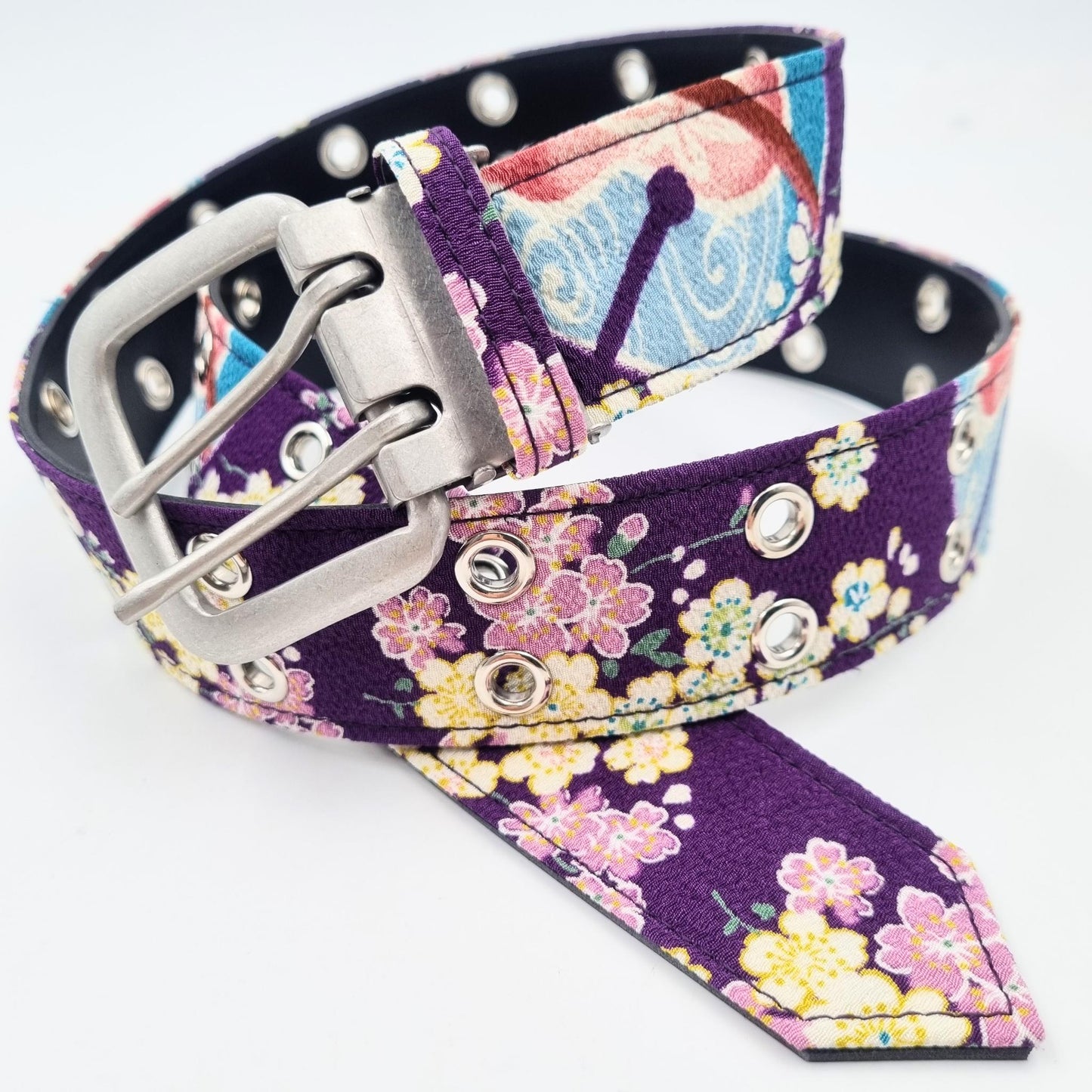 Ceinture japonaise imprimé Chirimen - Mauve