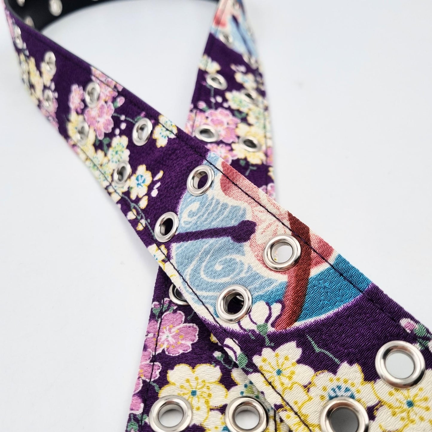 Ceinture japonaise imprimé Chirimen - Mauve