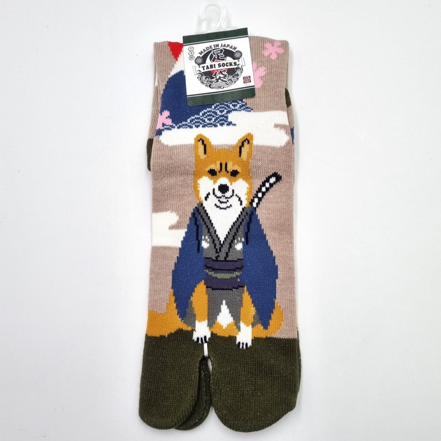 Chaussettes Japonaises Tabi en coton - Chien Shiba Samourai Taille Large