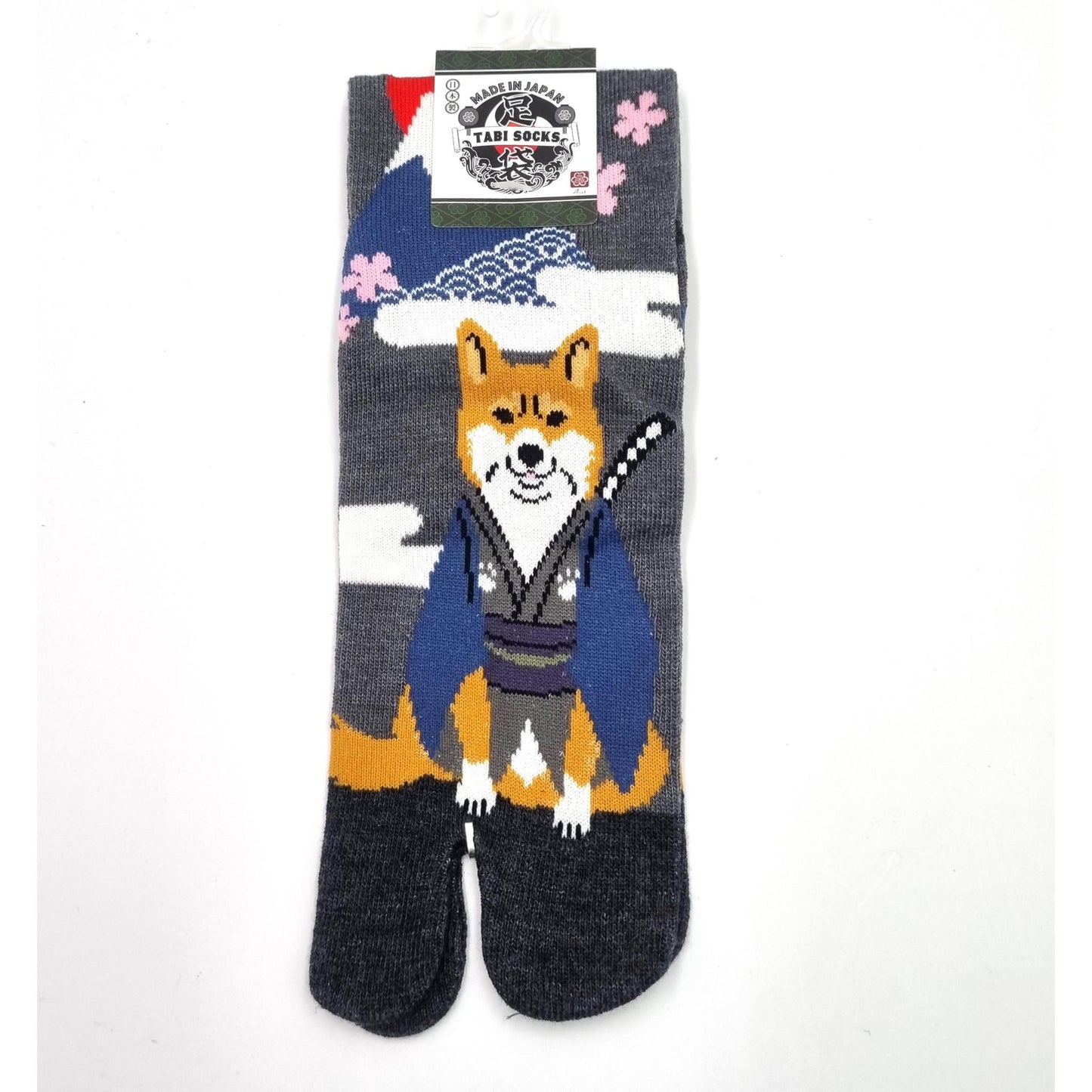 Chaussettes Japonaises Tabi en coton - Chien Shiba Samourai Taille Large