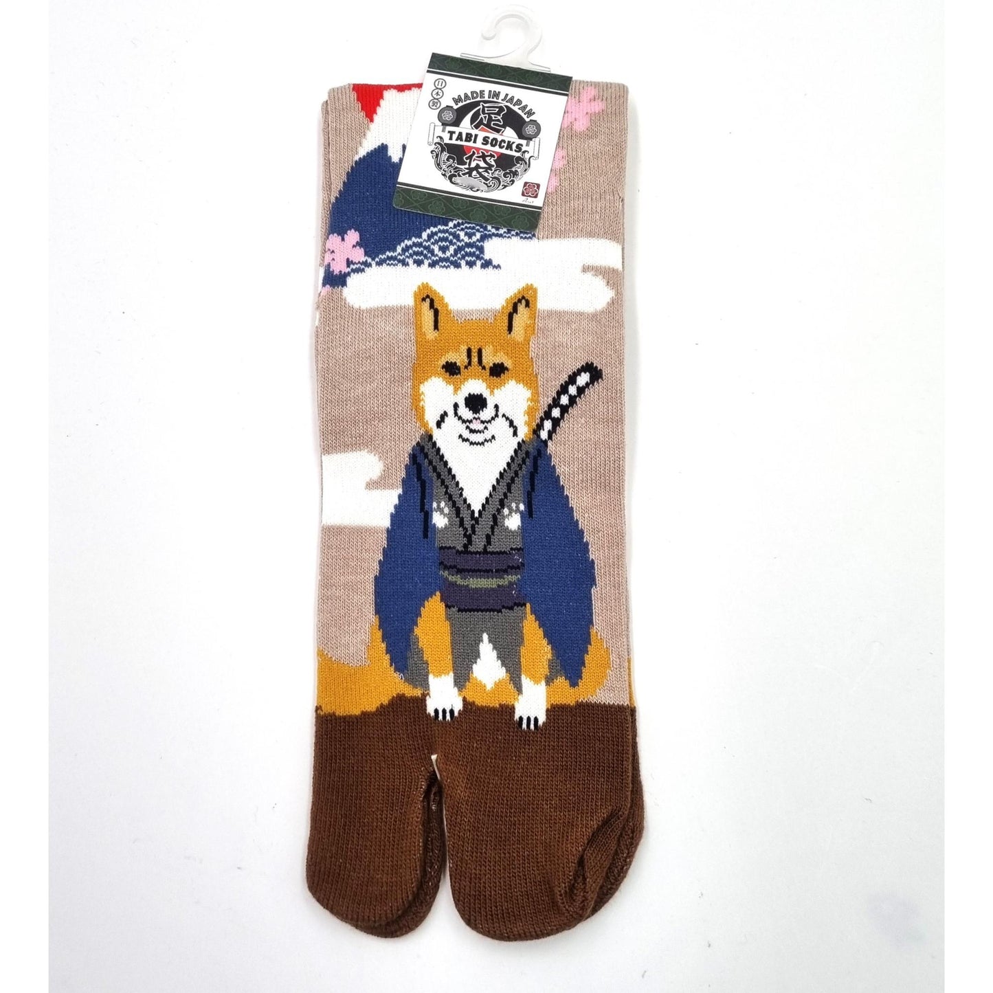 Chaussettes Japonaises Tabi en coton - Chien Shiba Samourai Taille Large