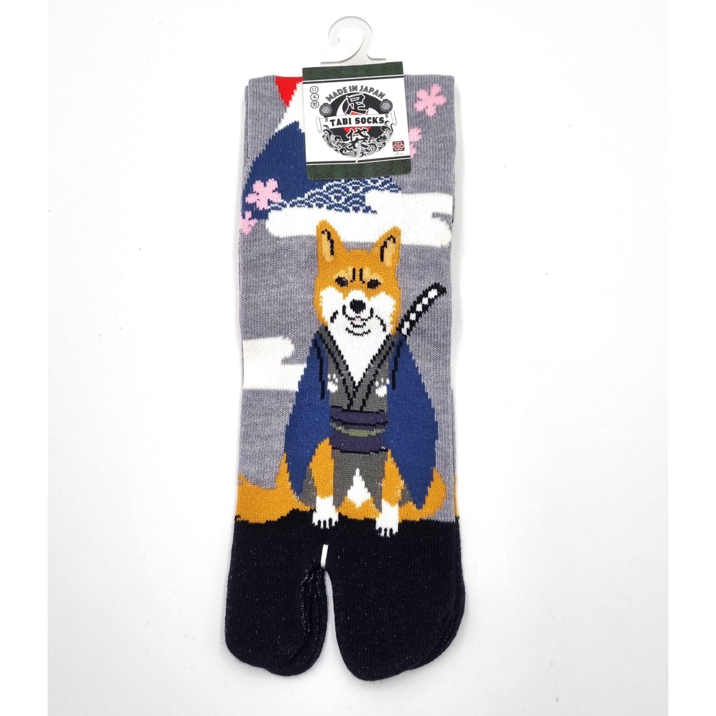 Chaussettes Japonaises Tabi en coton - Chien Shiba Samourai Taille Large