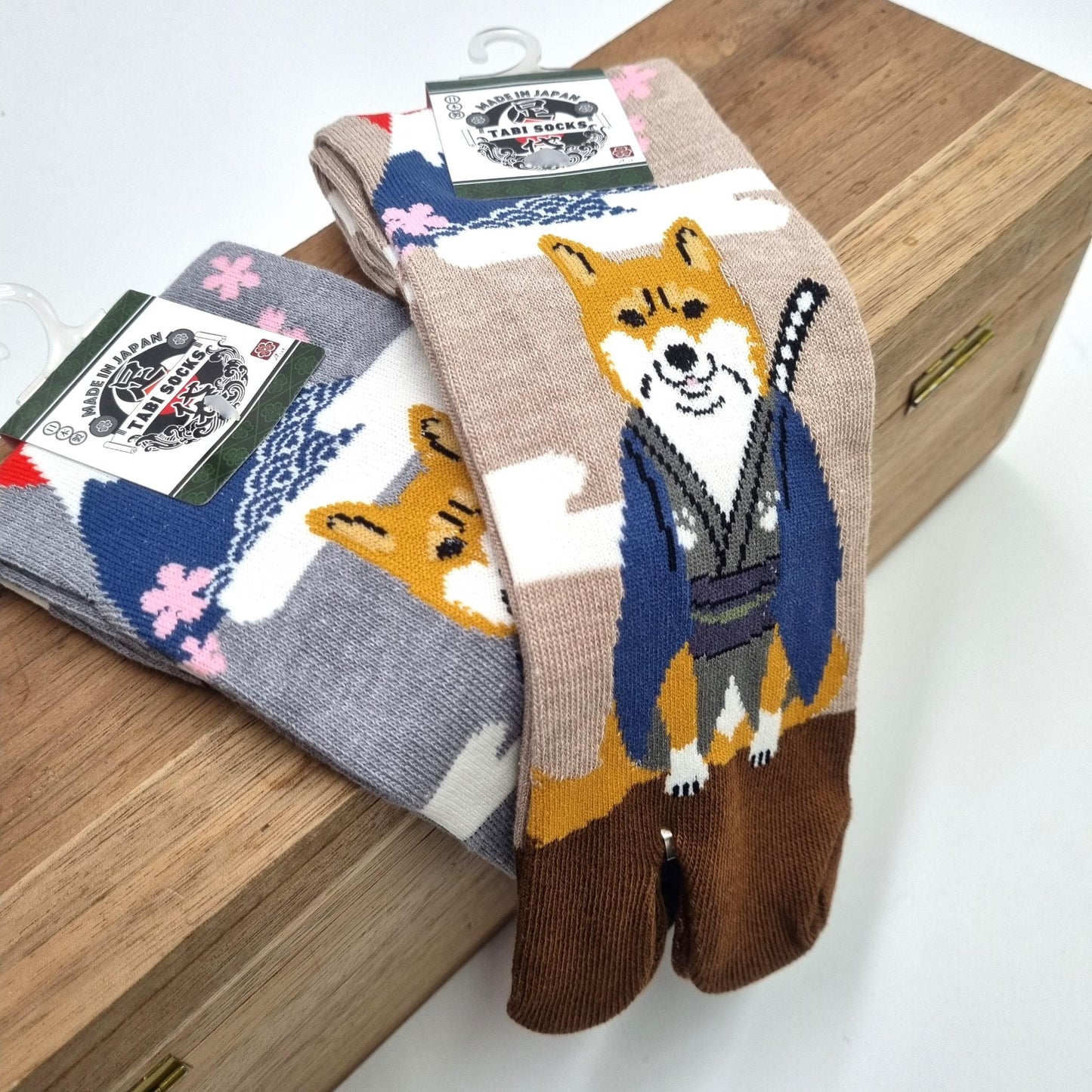 Chaussettes Japonaises Tabi en coton - Chien Shiba Samourai Taille Large